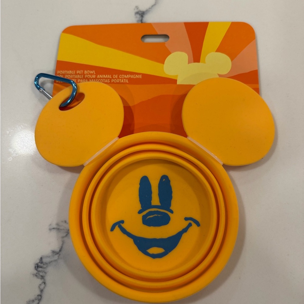 Disney Orange Mickey Pet on the go water Bowl!